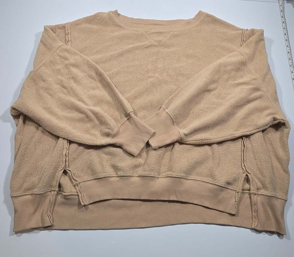 American Eagle Seriously Huggable Sweatshirt Size L Tan Fleece Pullover